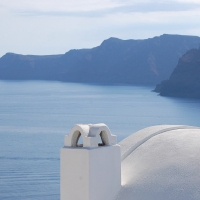 Santorini: Oia, Blick auf die Caldera